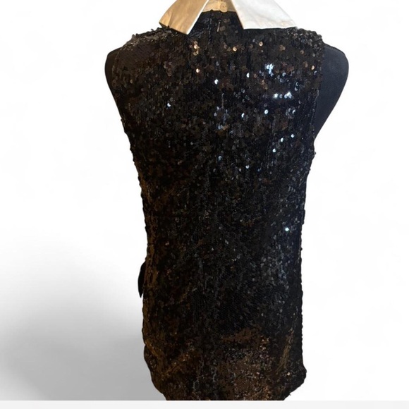 Lulu's Black Sequin Mini Dress with White Collar - Picture 5 of 6